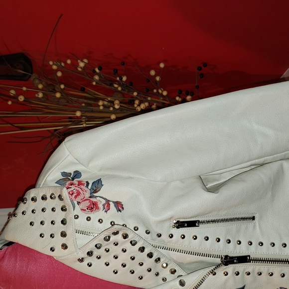 FF 💘VINTAGE EMBROIDERED FLORAL BOHO SOHO CHIC STUDDED BLAZER MOTORCYCLE JACKET - Picture 5 of 14